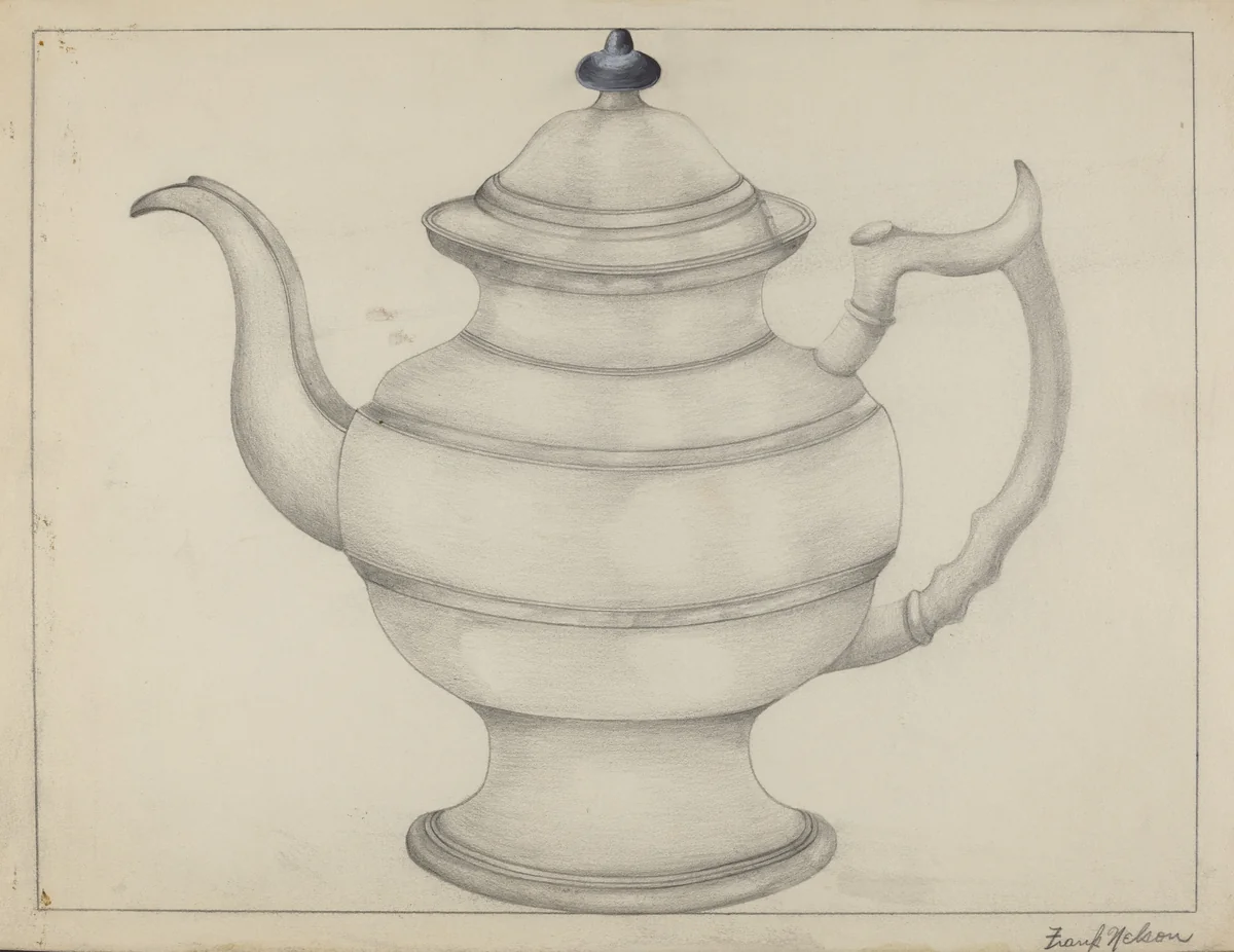 Pewter Teapot by Frank Nelson, index of american design, 1935-1942