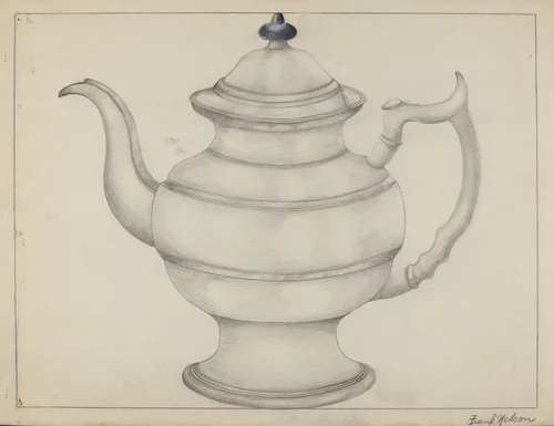 Pewter Teapot by Frank Nelson, index of american design, 1935-1942