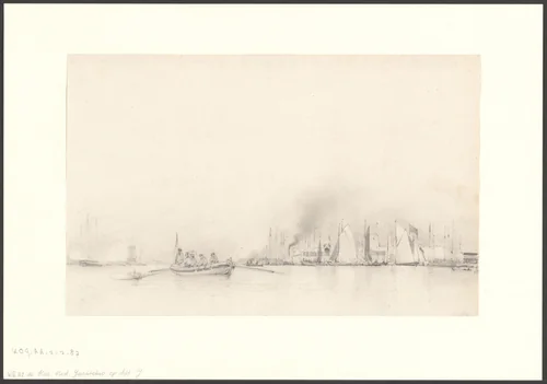 Eerste wedstrijd van de Koninklijke Nederlandse Yachtclub op het IJ by Willem Hekking jr., drawing, 1835-1904