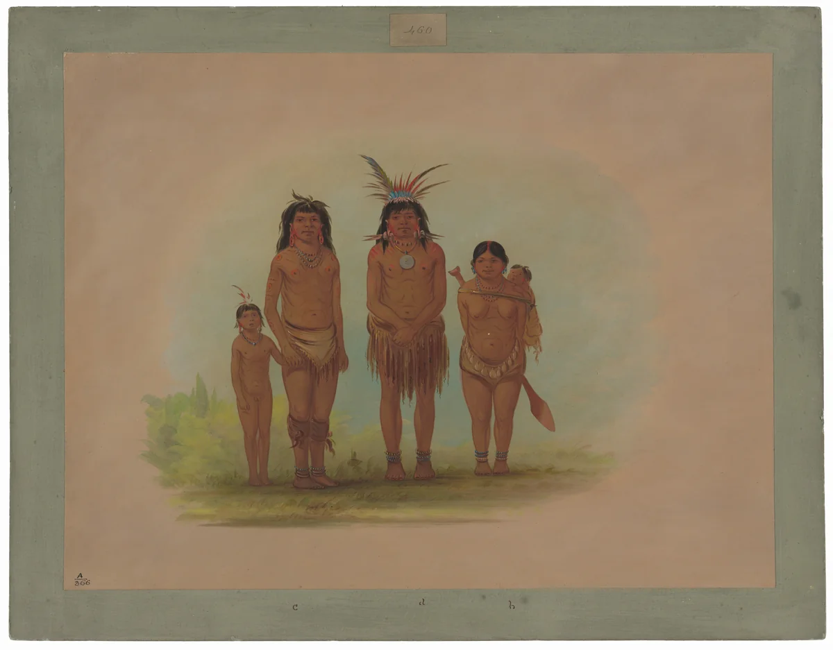 Four Sepibo Indians by George Catlin, painting, 1854-1869