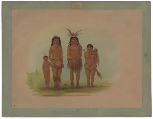 Four Sepibo Indians by George Catlin, painting, 1854-1869