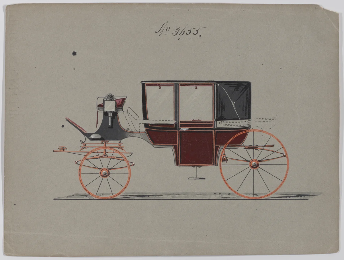 Design for Landau, No. 3655 by Brewster & Co., drawing, 1881