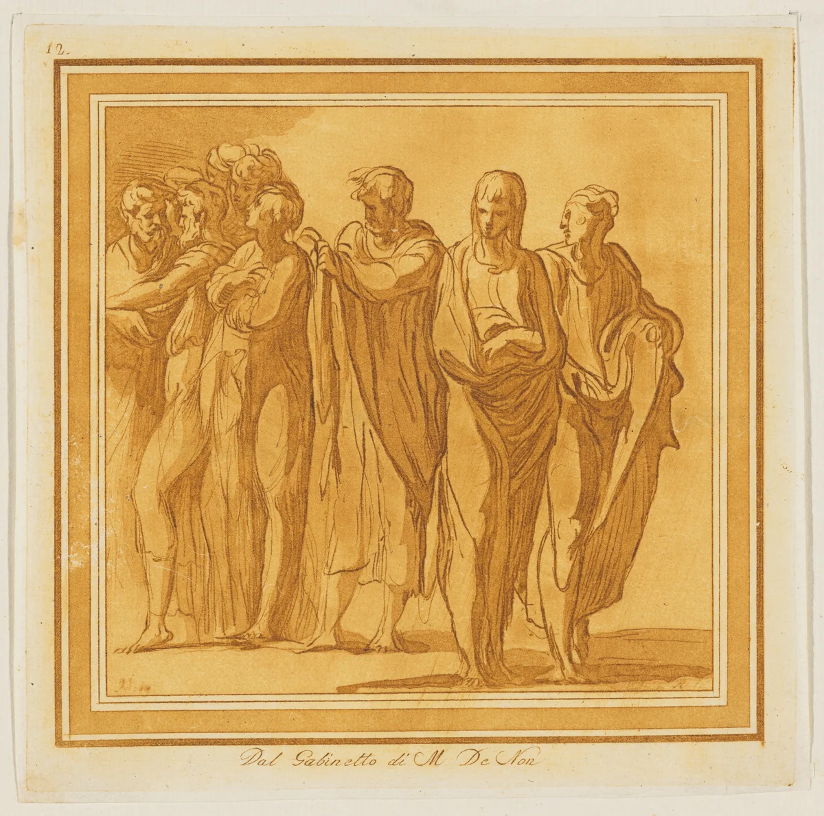 Six Apostles Looking Backwards, from Prove di Vari Rami Inediti [...] by Francesco Rosaspina, print, 1780-1841