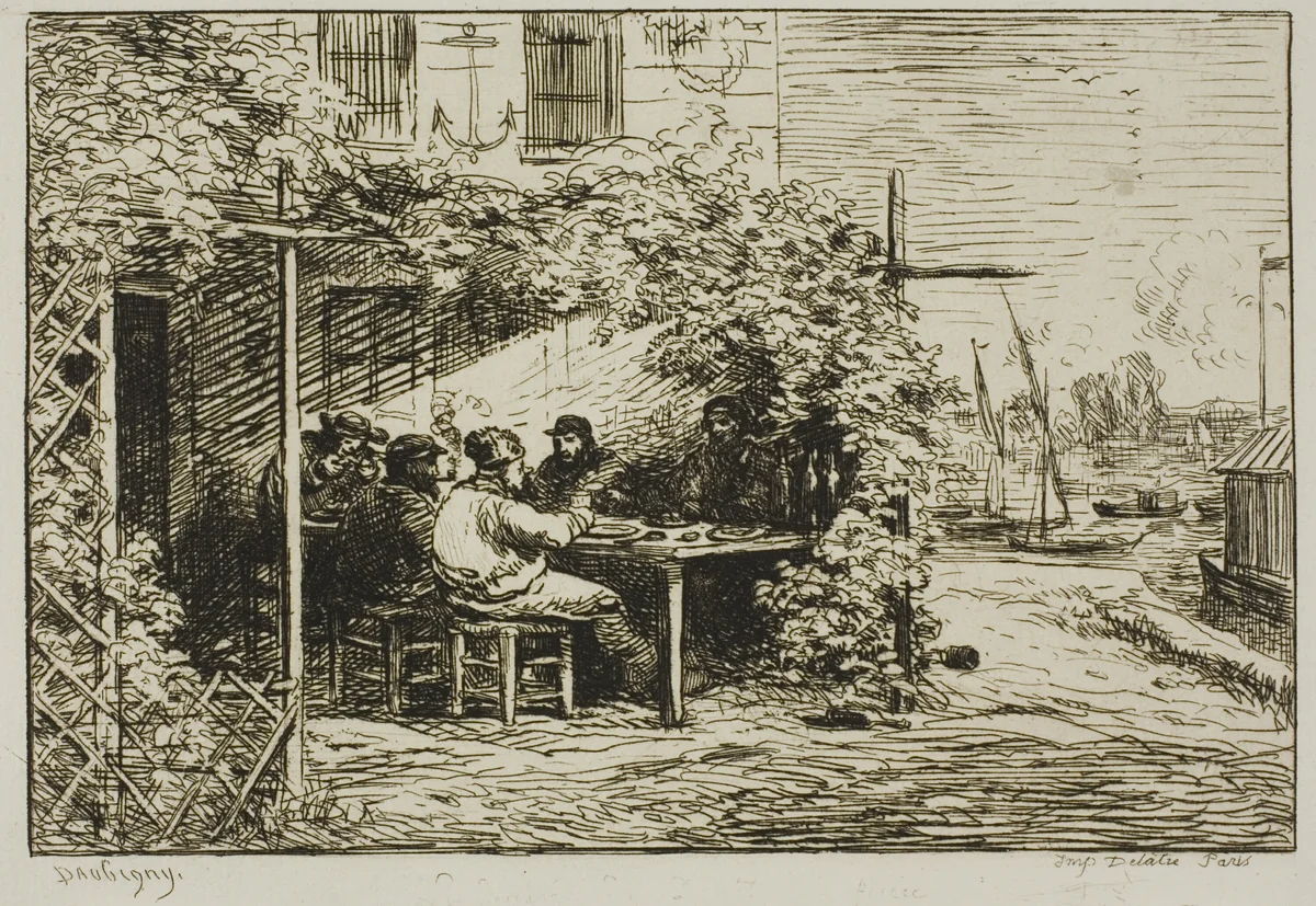 Departure Breakfast at Asnières by Charles-François Daubigny, print, 1861