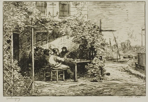 Departure Breakfast at Asnières by Charles-François Daubigny, print, 1861