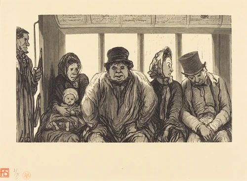 Interieur d'un omnibus by Charles Maurand; Honoré Daumier, portfolio, 1864