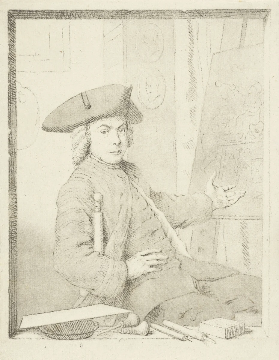 Zelfportret van Cornelis van Noorde by Cornelis van Noorde, print, 1765