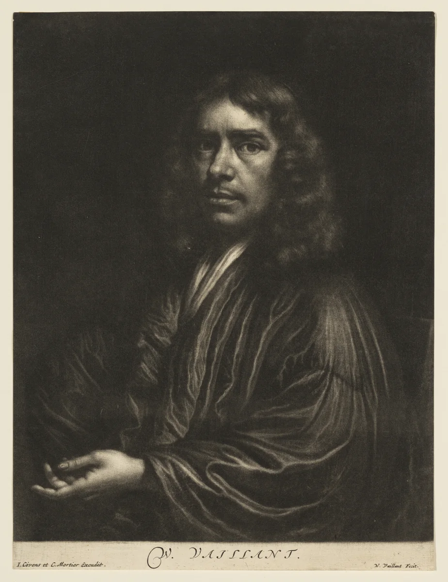 Self Portrait with a Small Cap by Wallerant Vaillant, print, 1635-1678