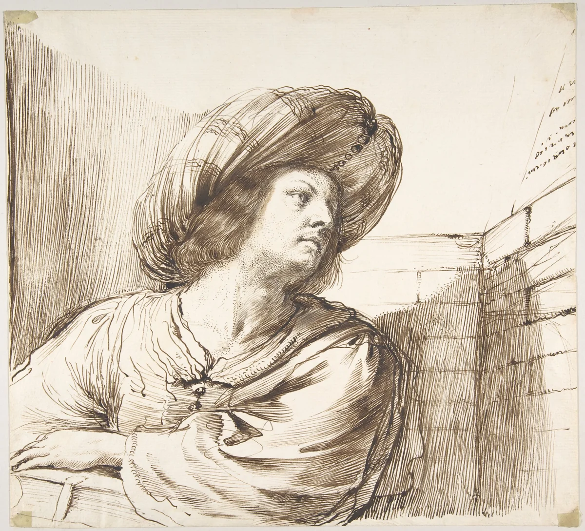 Portrait of a Scholar by Guercino, drawing, 1591-1666