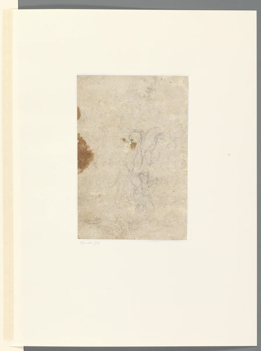 Staand mannelijk naakt en hoofd van een man by anonymous, drawing, 1500-1524