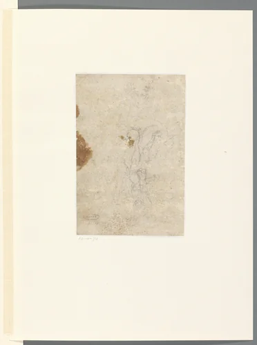 Staand mannelijk naakt en hoofd van een man by anonymous, drawing, 1500-1524