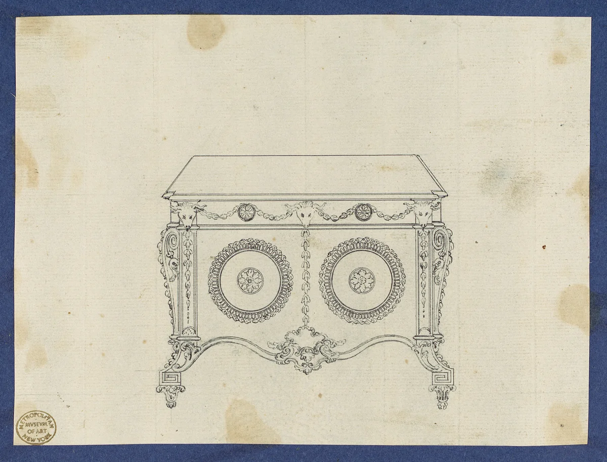 French Commode, from Chippendale Drawings, Vol. II by Thomas Chippendale Junior, drawing, 1765-1775