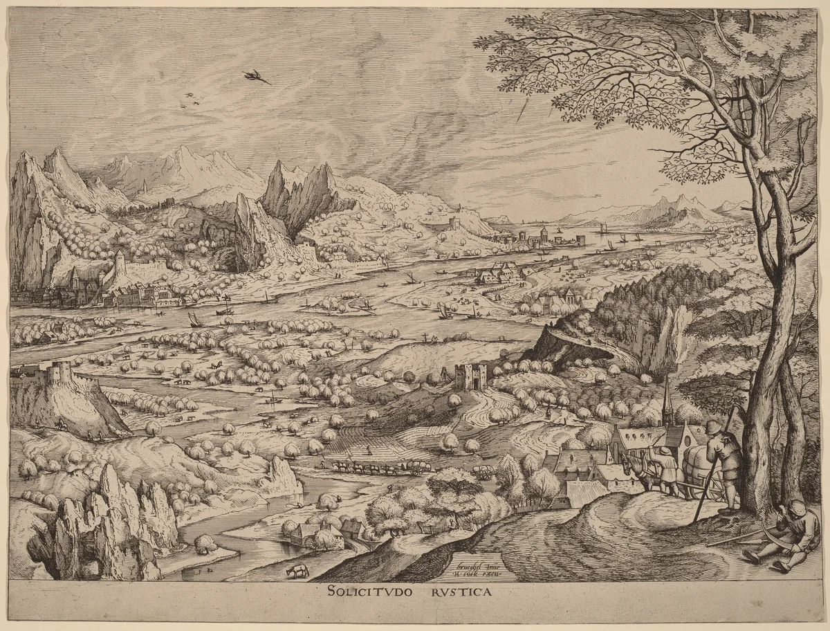Solicitudo Rustica (Rustic Concerns) by Johannes van Doetechum
Lucas van Doetechum
Pieter Bruegel
Hieronymus Cock, print, 1555-1557