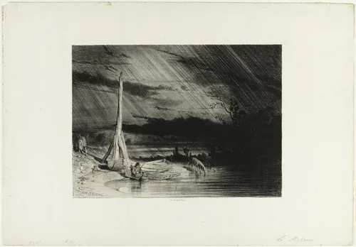 Fisherman by Charles-Émile Jacque, print, 1839-1849