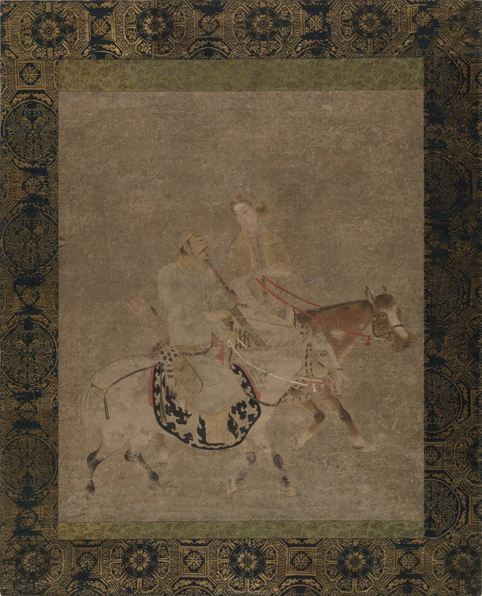 Man and Woman on Horseback by Unidentified Artist, painting, 1271-1368