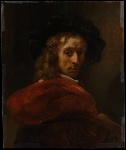 Man in a Red Cloak by Rembrandt, painting, 1625-1674