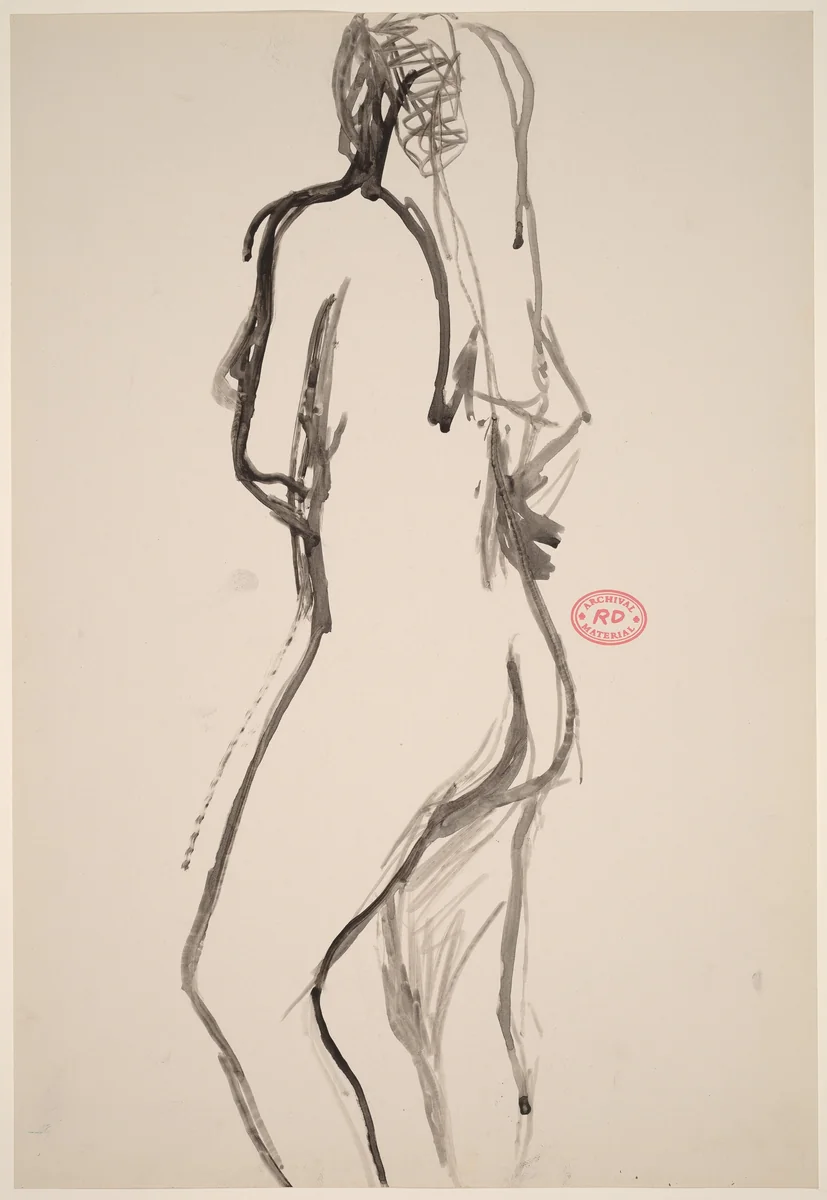 Untitled [standing female nude with long hair] by Richard Diebenkorn, drawing, 1955-1967