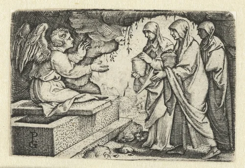 Drie Maria's bij het lege graf by Unknown, print, 1534-1535