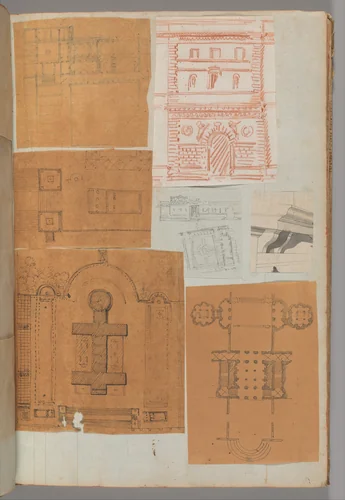 Page from a Scrapbook containing Drawings and Several Prints of Architecture, Interiors, Furniture and Other Objects by Charles Percier, book, 1795-1805