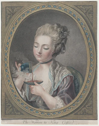 The Woman Taking Coffee by Louis Marin Bonnet, print, 1774