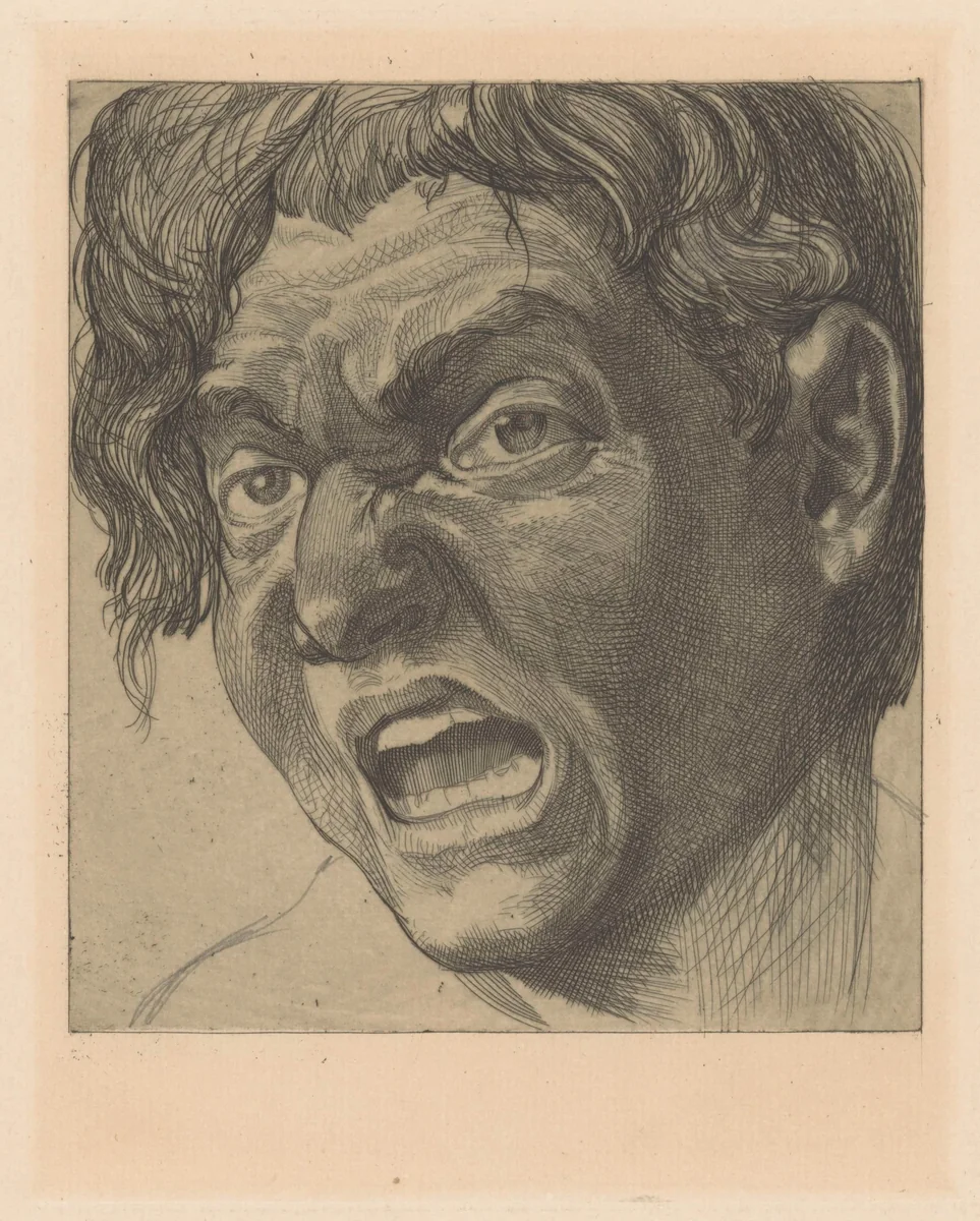 Man met geopende mond by Johannes Josephus Aarts, print, 1881-1934