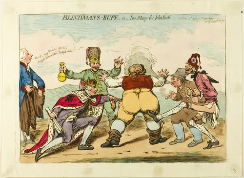 Blindman's Buff or Too Many for John Bull by James Gillray, print, 1795