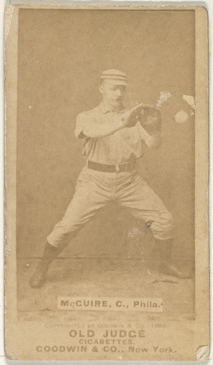 James Thomas "Deacon" McGuire, Catcher, Philadelphia, from the Old Judge series (N172) for Old Judge Cigarettes by Goodwin & Company, photograph, 1888