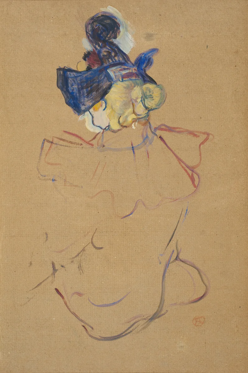 Seated Woman from Behind - Study for "Au Moulin Rouge" by Henri de Toulouse-Lautrec, drawing, 1892