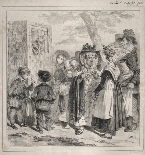Voyez-vous ma Chère! c'est la police qui fait jouer ces polichinels là, pour détourner l'attention... by Clémente Pruche, print, 1840
