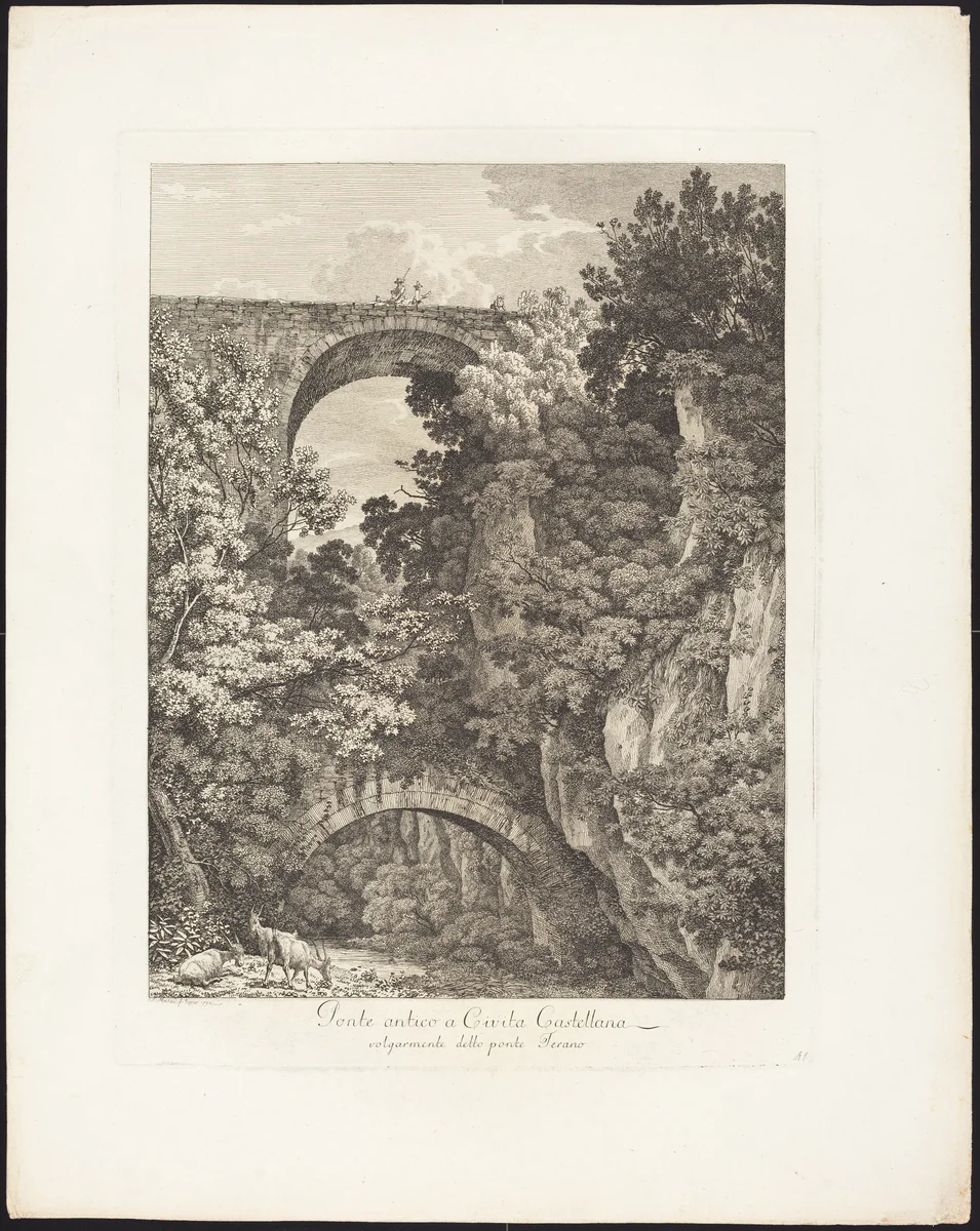 Ponte antico a Cività Castellana, volgarmente detto ponte Terano by Jacob Wilhelm Mechau, portfolio, 1745-1808