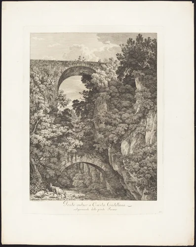 Ponte antico a Cività Castellana, volgarmente detto ponte Terano by Jacob Wilhelm Mechau, portfolio, 1745-1808