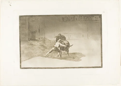 The Famous Martincho Places the Banderillas, Playing the Bull with the Movement of his Body, plate 15 from The Art of Bullfighting by Francisco José de Goya, print, 1814-1816
