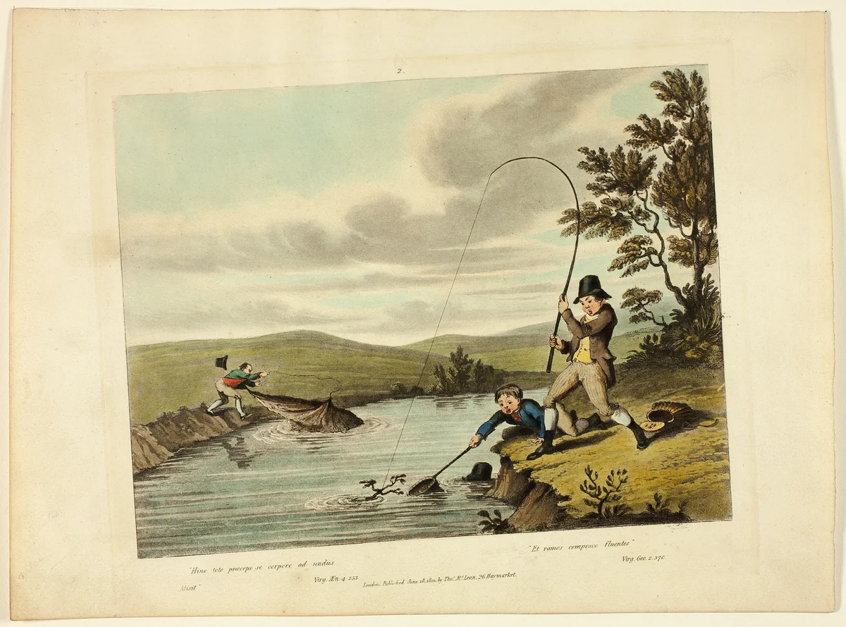 Delights of Fishing by Charles Turner, print, 1823