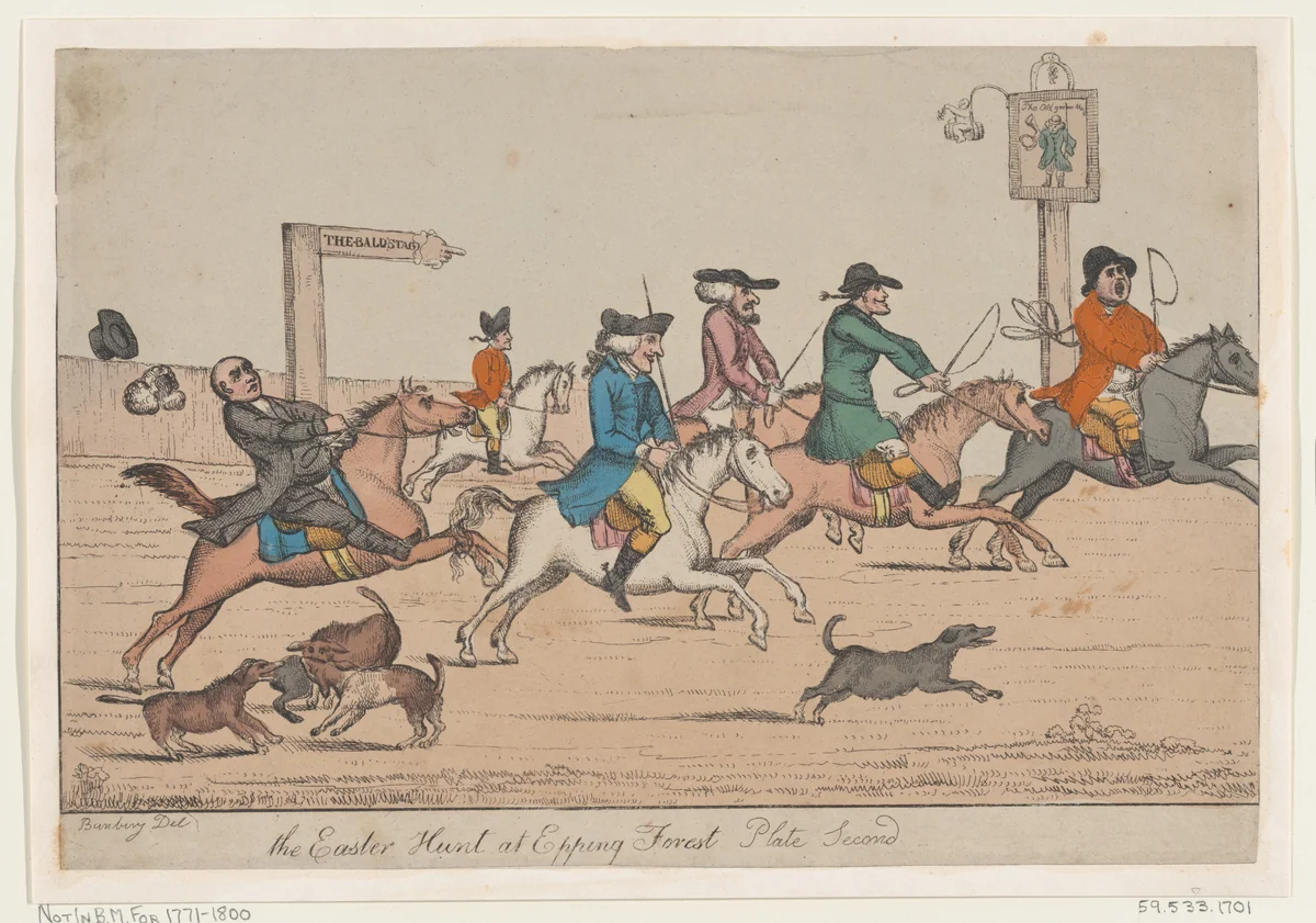 The Easter Hunt at Epping Forest, Plate Second by Henry William Bunbury, print, 1805-1815