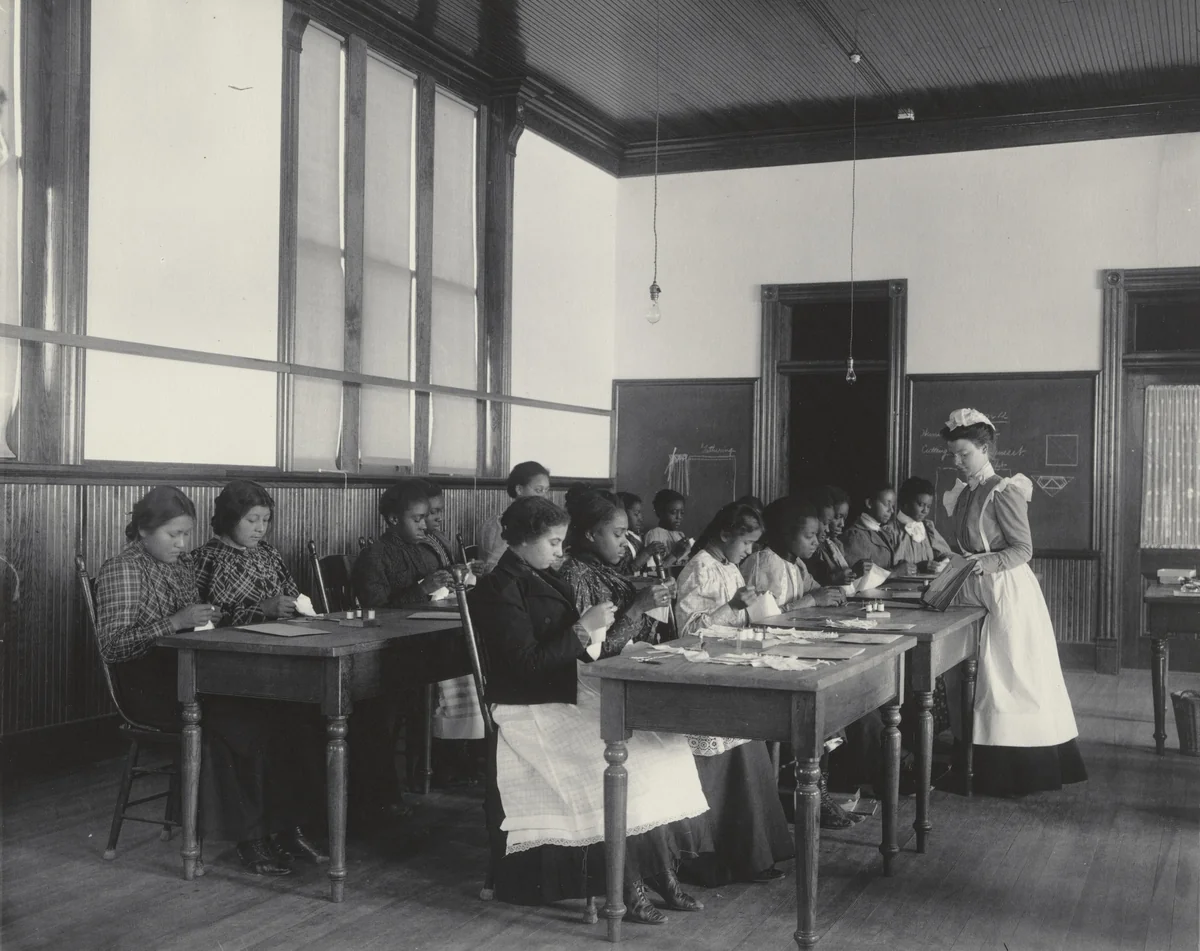 A class in simple sewing by Frances Benjamin Johnston, photograph, 1899
