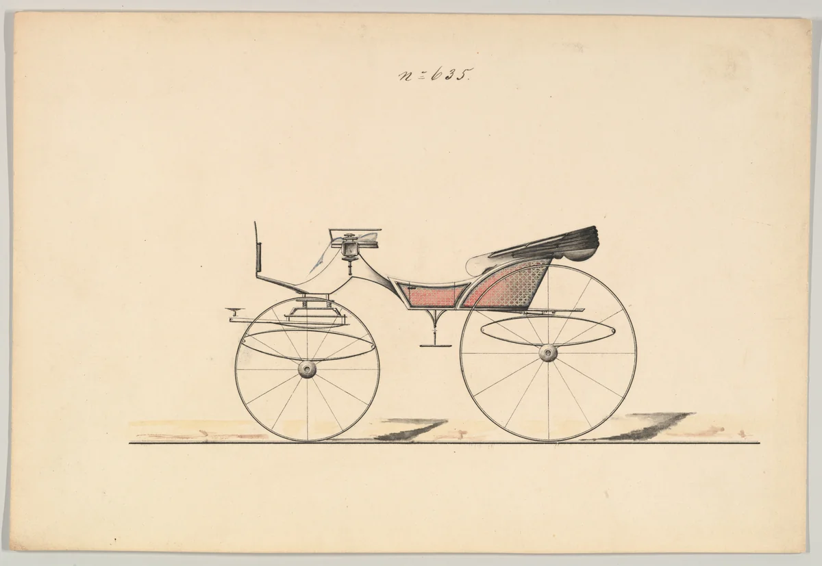 Design for Phaeton, no. 635 by Brewster & Co., drawing, 1850-1870