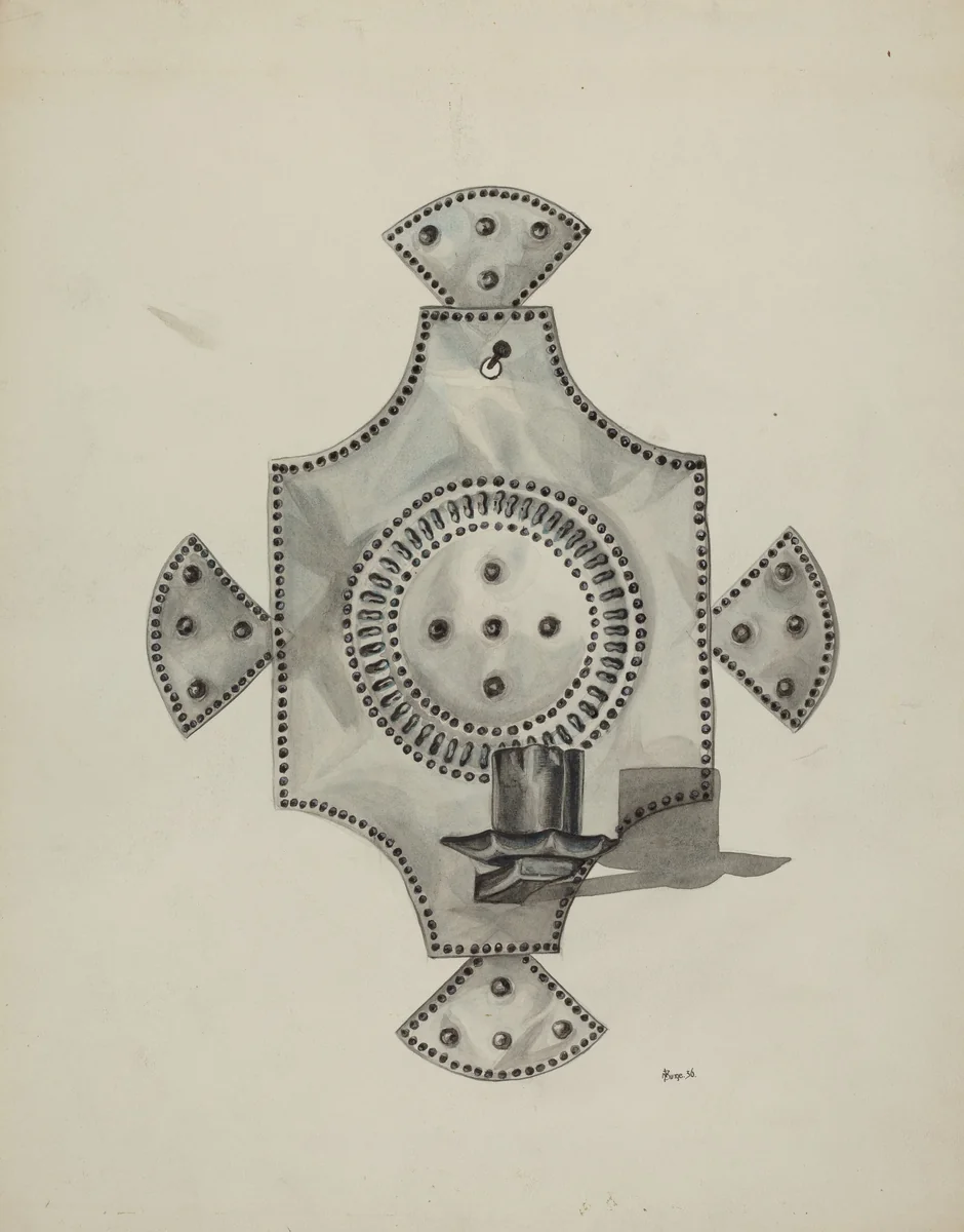 Cut Tin Candleholder (Candelero) by Irene M. Burge, index of american design, 1936