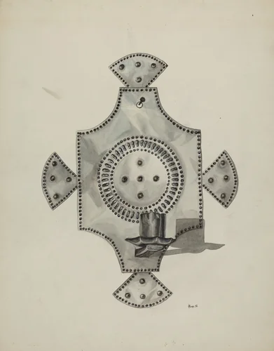 Cut Tin Candleholder (Candelero) by Irene M. Burge, index of american design, 1936