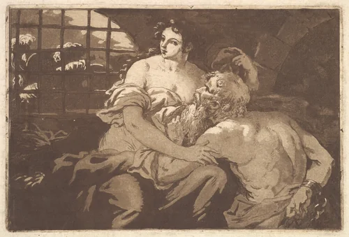 La charité romain (Roman Charity), in an album containing Recueil de Compositions par Lagrenée Le Jeune (Collection of Compositions by Lagrenée the Younger) by Jean Jacques Lagrenée, print, 1782-1821