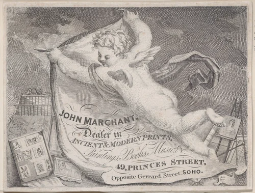 Trade Card for John Marchant, Print Dealer by anonymous, print, 1800-1900