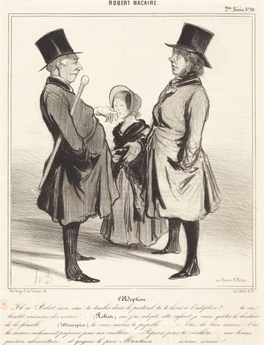 L'Adoption - Ah ça! Robert, mon ami... by Honoré Daumier, print, 1841