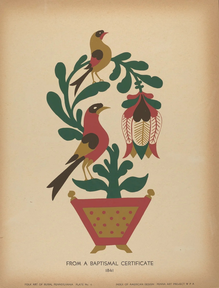 Plate 12: From the Portfolio "Folk Art of Rural Pennsylvania" by American 20th Century, index of american design, 1939