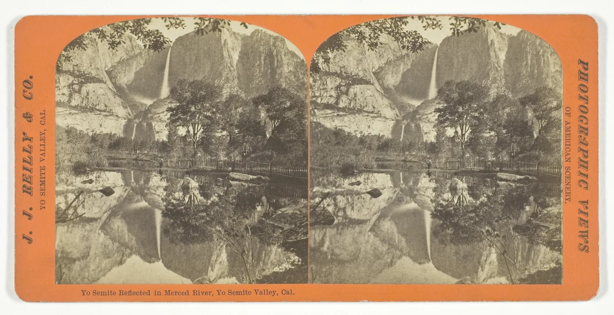 Yo Semite Reflected in Merced River, Yo Semite Valley, California, from the series "Yo Semite Valley, Cal." by J. J. Reilly & Co., photograph, 1871-1881
