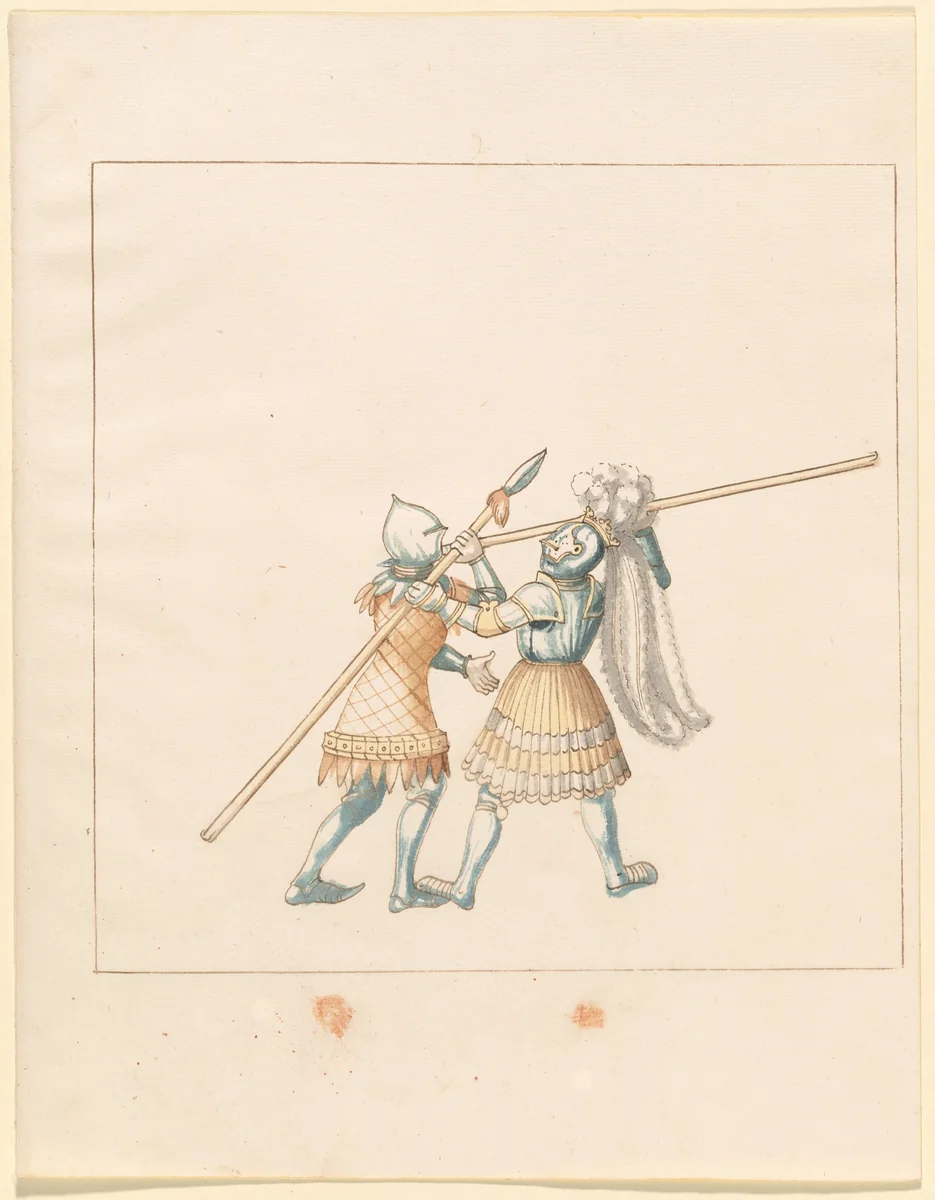 Foot Combat with Spears by German 16th Century, drawing, 1515