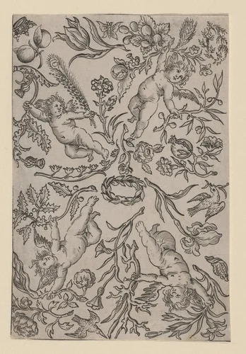 Design for a Gilt Leather Panel by anonymous, print, 1655-1665