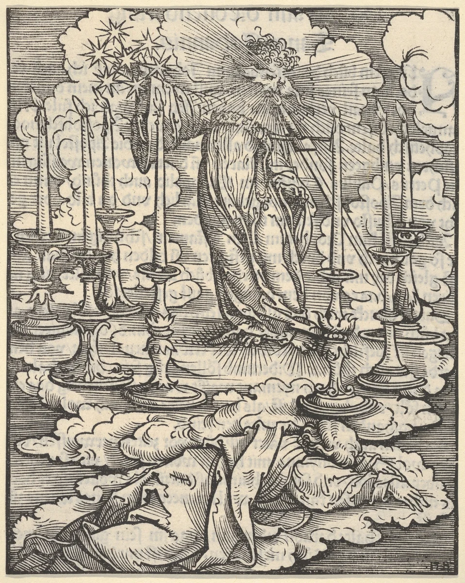 John Perceiving the Seven Candlesticks, plate 1 from The Apocalypse by Hans Burgkmair, print, 1523-1524