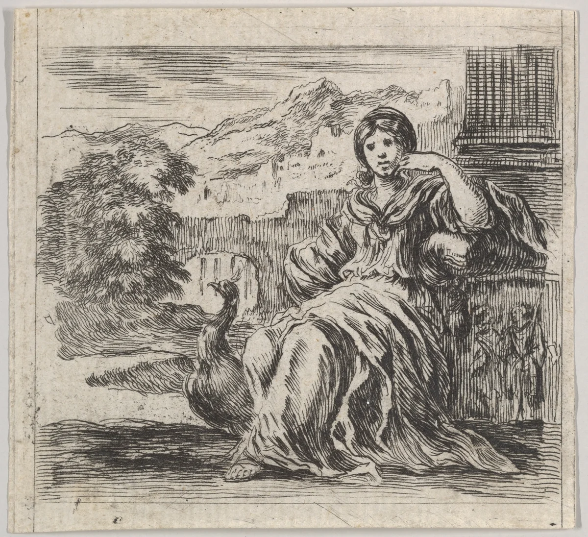 Juno, from "Game of Mythology" (Jeu de la Mythologie) by Stefano della Bella, print, 1644