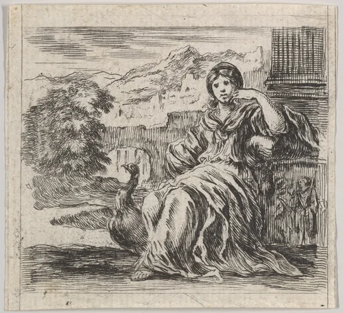Juno, from "Game of Mythology" (Jeu de la Mythologie) by Stefano della Bella, print, 1644