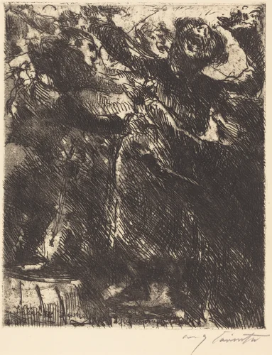 Kapuzinerpredigt—"Hetzt sich lieber herum mit der Dirn'" (The Capuchin's Sermon—"He Prefers to Run Around with a Girl") by Lovis Corinth, print, 1923