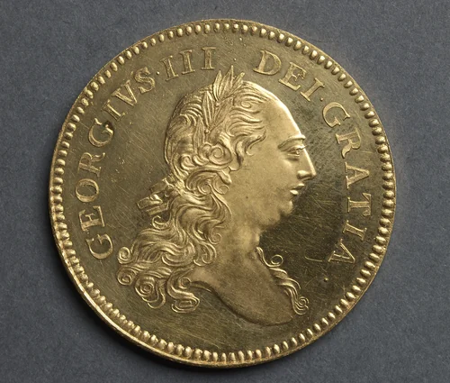 Five Guineas: George III (obverse) by Richard Yeo, metalwork, 1777